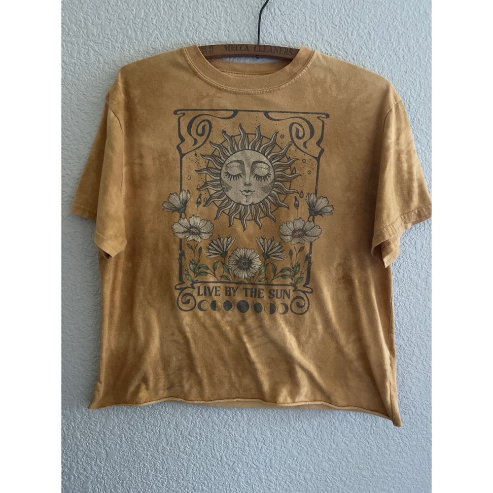 Fifth Sun Mustard Yellow Sun & Floral Short Sleeve Tee